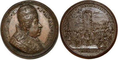 null CLEMENT XI (1700-1721) Bronze. 39mm. Par Ermenegildo Hamerani. 1709. En souvenir...
