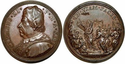 null CLEMENT XI (1700-1721) Bronze. 40mm. Par Ermenegildo Hamerani. 1713. Les Hébreux...