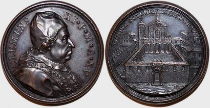 null CLEMENT XI (1700-1721) Bronze. 38mm. Par Ermenegildo Hamerani. 1715. Restauration...
