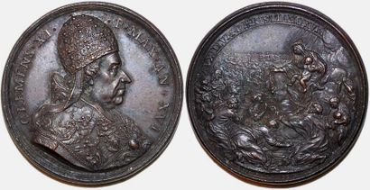 null CLEMENT XI (1700-1721) Bronze. 39mm. Par Ermenegildo hamerani. 1716. Souvenir...