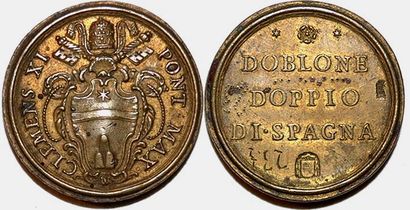 null CLEMENT XI (1700-1721) Poids monétaire. De la double Doppia d'Espagne. Écu aux...