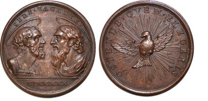 null SEDE VACANTE Bronze. 31mm. Par Ottone Hamerani. 1730. Bustes de Saint Pierre...
