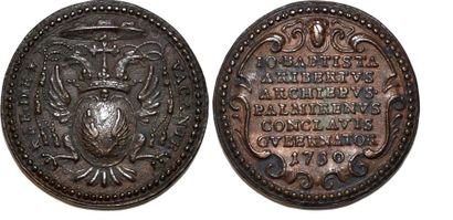 null SEDE VACANTE Bronze. 29mm. Par graveur anonyme. 1730. Emise pour le Gouverneur...