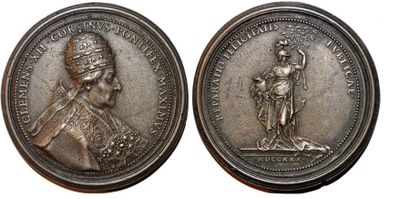 null CLEMENT XII (1730-1740) Bronze argenté. 63mm. Par Ferdinando de Saint Urbain....