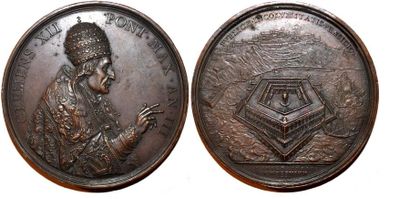 null CLEMENT XII (1730-1740) Bronze. 72mm. Par Otonne Hamerani. 1733. Le Lazaret...