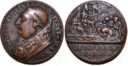 null PAUL II (1464-1471) Bronze coulé. 38mm. 1464. Par Cristoforo di Geremia (1410-1476)....