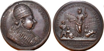 null BENOIT XIV (1740-1758) Bronze. 38mm. Par Ottone Hamerani. 1745. Souvenir de...