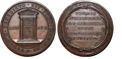 null BENOIT XIV (1740-1758) Bronze. 44mm. Graveur anonyme. 1750. Souvenir de l'ouverture...