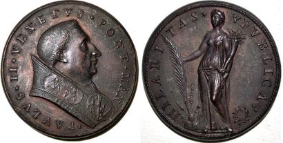 PAUL II (1464-1471) Bronze. 44mm.Restitution...