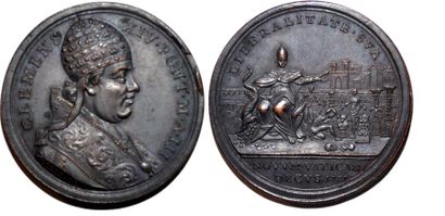 null CLEMENT XIV (1769-1774) Bronze. 35mm. Par Filippo Cropanense. 1771. Même description...