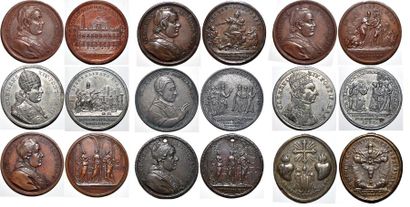 null CLEMENT XIV (1769-1774) Ensemble de 9 médailles de Clement XIV. 6 en bronze...