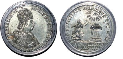 null PIE VI (1775-1799) Argent. 43mm. Par Giovanni Zanobio Weber. 1775. Election...