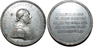 null PIE VI (1775-1799) Etain. 55mm. Par Joseph Vinazer. 1782. Voyage du pape à Vienne....