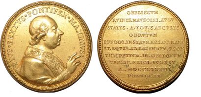 null PIE VI (1775-1799) Bronze doré. 51mm. Graveur anonyme. 1783. En souvenir du...