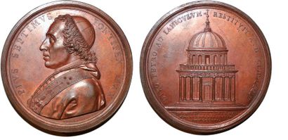 null PIE VII (1800-1823) Bronze. 67mm. Par Tommaso Mercandetti. 1807. Restauration...