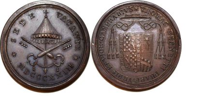 null SEDE VACANTE (1823) Bronze. 38mm. Graveur anonyme. 1823. Emission du Sede Vacante...