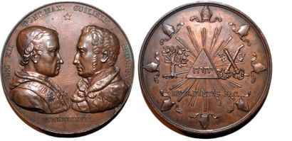 null LEON XII (1823-1829) Bronze. 47mm. Par François de Hondt. 1827. Emission Belge...