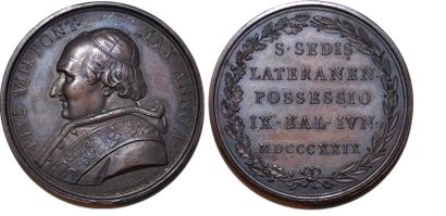null PIE VIII (1829-1830) Bronze. 43 mm. Par Giuseppe Girometti.1829.Souvenir de...