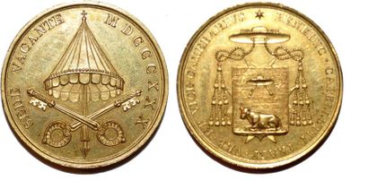 null SEDE VACANTE (1830) Bronze doré. 37mm. Graveur anonyme. 1830. Emise pour le...