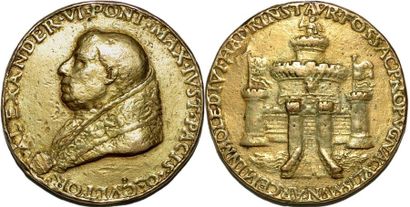 ALEXANDRE VI (1492-1503) Bronze doré. 52mm....