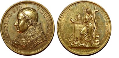 null GREGOIRE XVI (1831-1846) Bronze doré. 43mm. Par Giuseppe Girometti. 1831. Souvenir...
