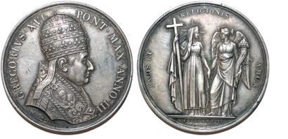 null GREGOIRE XVI (1831-1846) Argent. 43mm. Par Giuseppe Girometti. 1833. Souvenir...