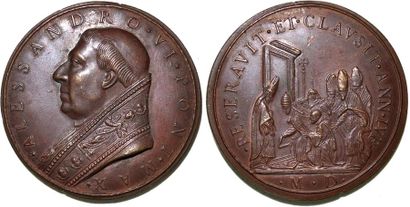 null ALEXANDRE VI (1492-1503) Bronze. 46mm.Restitution de Girolamo paladino. Fin...