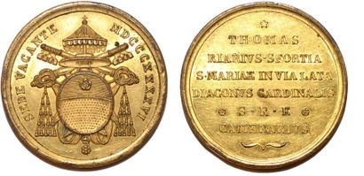 null SEDE VACANTE (1846) Bronze doré. 33mm. Par Luigi Pasinati. 1846. Souvenir du...