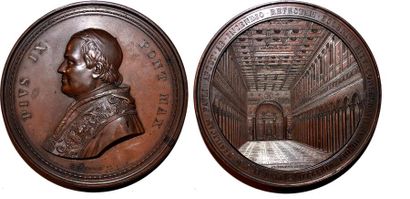 null PIE IX (1846-1878) Bronze. 82mm. Par Giuseppe Bianchi. 1854. Consécration de...