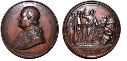 null PIE IX (1846-1878) Bronze. 74mm. Par I.Bianchi. 1869. Souvenir de l'ouverture...