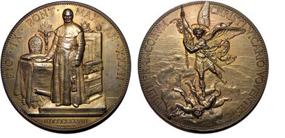 null PIE IX (1846-1878)Bronze. 73mm. Par Alphée Dubois.1878.Hommage de l'Eglise de...