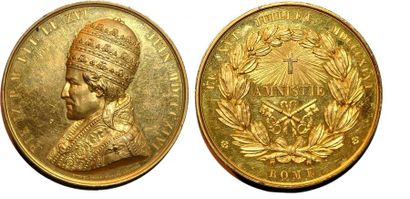 null PIE IX (1846-1878) Bronze doré. 53mm. Par Alfred Borrel. 1847. Souvenir du décret...
