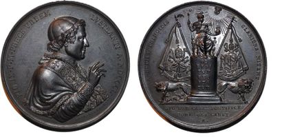 null PIE IX (1846-1878) Bronze. 46mm. Par Giuseppe Girometti. 1850. Emise par la...