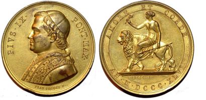 null PIE IX (1846-1878) Bronze doré. 45mm. Par Francesco Broggi. 1846. Souvenir de...