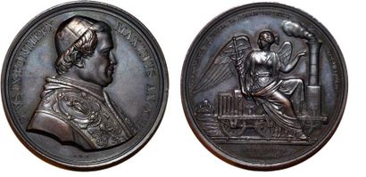 null PIE IX (1846-1878) Bronze. 43mm. Par Pietro Girometti. 1857. Souvenir de l'inauguration...