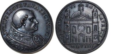 null JULES II (1503-1513) Bronze. 35mm. Par Gian Cristoforo Romano. Refrappe de Hamerani....