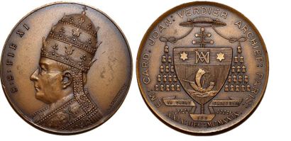 null PIE XI (1922-1939) Bronze. 50mm. Par A.J.Corbière. 1929. Cardinal de Paris Jean...