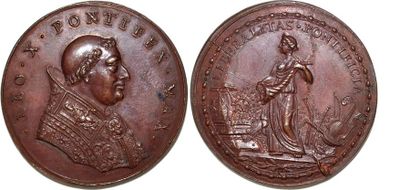 null LEON X (1513-1521) Bronze. 41mm. Restitution de Girolamo Paladino. Fin XVIe...