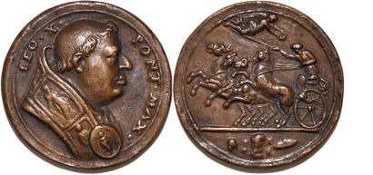 null LEON X (1513-1521) Bronze. 39mm. Anonyme. 1521. Célèbre l'évacuation du Milanais...