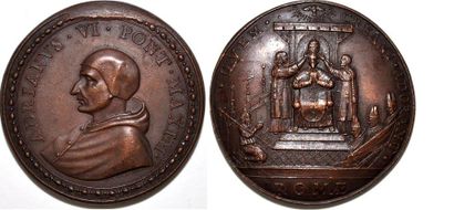 null ADRIEN VI (1522-1523) Bronze. 41mm.Restitution de Girolamo paladino. Fin XVIe...