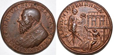null CLEMENT VII (1523-1534) Bronze. 38mm. Par Benvenuto Cellini. 1534.En souvenir...