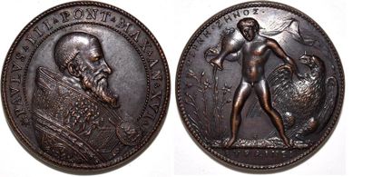null PAUL III (1534-1549) Bronze. 40mm. Par Alessandro Cesati. exécutée au XVI siècle,...