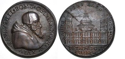 null PAUL III (1534-1549) Bronze. 35mm. Par Alessandro Cesati. XVIe s. Construction...