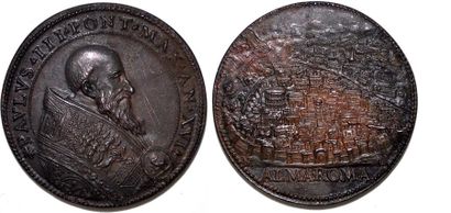 null PAUL III (1534-1549) Bronze. 40mm. Par Alessandro Cesati. 1549. Restauration...