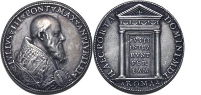 null JULES III (1550-1555) Argent. 44mm. Par Giangiacomo Bonzani. 1550. Frappe posterieure...
