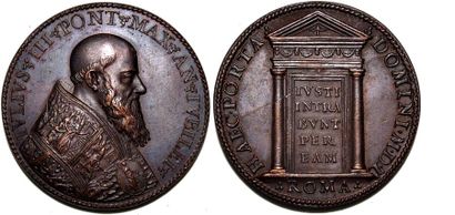 null JULES III (1550-1555) Bronze. 44mm. Par Giangacomo Bonzani. 1550. Refrappe par...