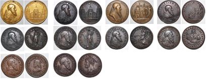 null JULES III (1550-1555) Lot de 10 médailles bronze de Jules III. 25 à 46mm. Refrappes...