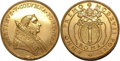 MARTIN V (1417-1431) Bronze doré. 41mm. Restitution...