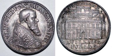 null JULES III (1550-1555)Argent. 32mm. Par Gianfederico Bonzani. 1553. Refrappe...