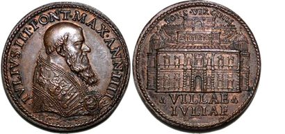 null JULES III (1550-1555) Bronze. 33mm. Par Gianfederico Bonzani. 1553. Refrappe...